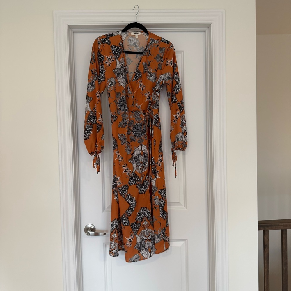 Floral Wrap Dress in Orange
